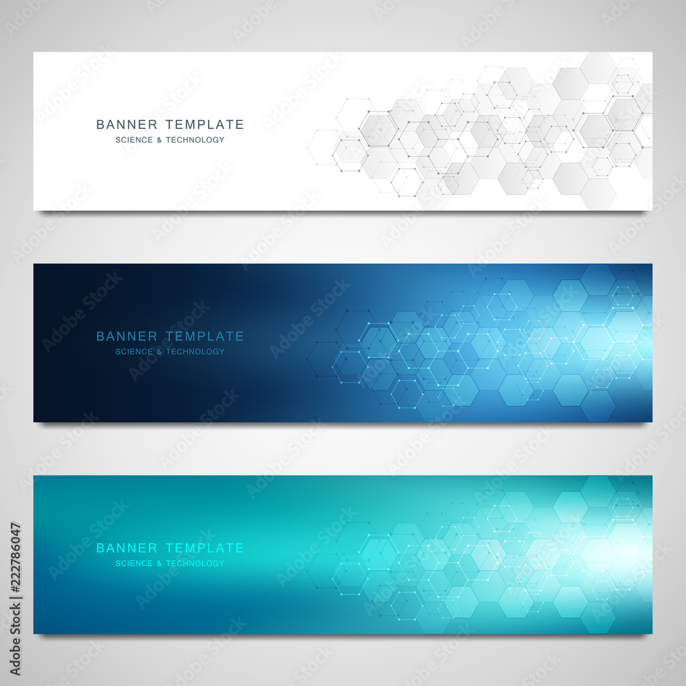Aufkleber vector banners for science and digital technology. geometric abstract background with hexagons desig