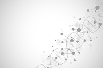 DNA helix and molecular structure. Science and technology concept with molecules background.