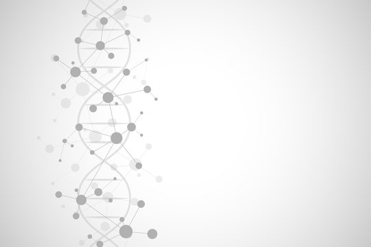 DNA helix and molecular structure. Science and technology concept with molecules background.