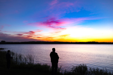 Fototapeta na wymiar silhouette of a man at sunset