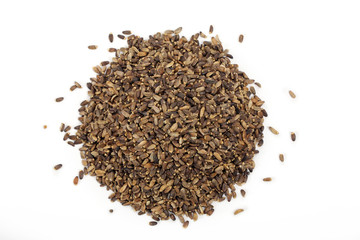 Seeds of a milk thistle on white background