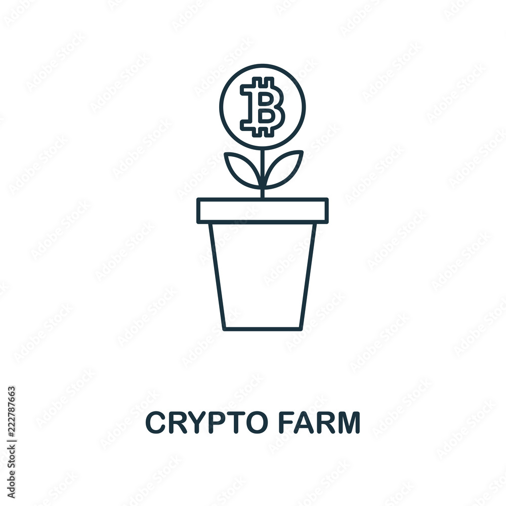 Poster crypto farm outline icon. monochrome style design from crypto currency icon collection. ui. pixel pe