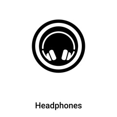 Headphones icon vector isolated on white background, logo concept of Headphones sign on transparent background, black filled symbol