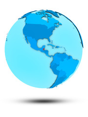 Belize on blue political globe