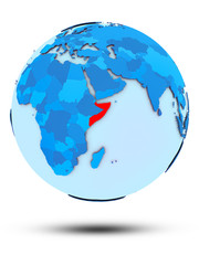 Somalia on blue political globe