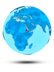 Obraz premium Eritrea on blue political globe