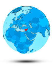 Syria on blue political globe