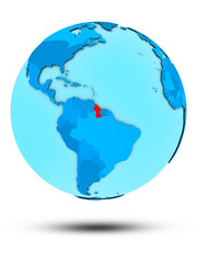 Guyana on blue political globe