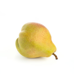 yellow ripe pear on white background