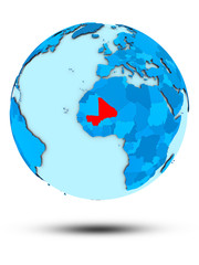 Mali on blue political globe