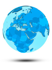 Obraz premium Lebanon on blue political globe