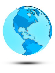 Bahamas on blue political globe