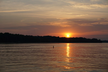 red evening at the lake