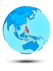 Philippines on blue political globe