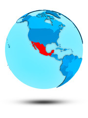 Mexico on blue political globe