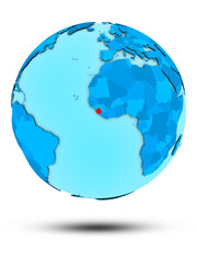 Sierra Leone on blue political globe