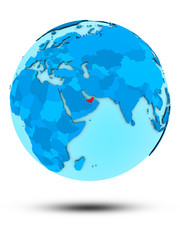 Obraz premium United Arab Emirates on blue political globe