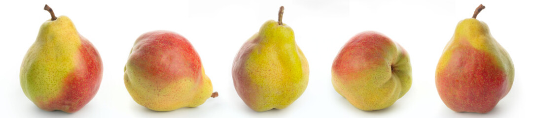 panorama yellow ripe pear on white background