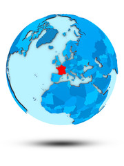 France on blue political globe