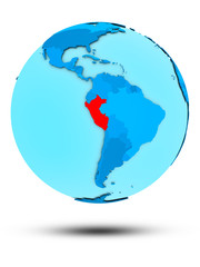 Peru on blue political globe
