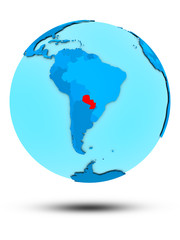 Paraguay on blue political globe