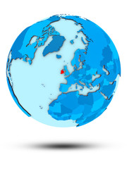Ireland on blue political globe