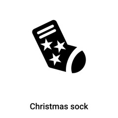 Christmas sock icon vector isolated on white background, logo concept of Christmas sock sign on transparent background, black filled symbol