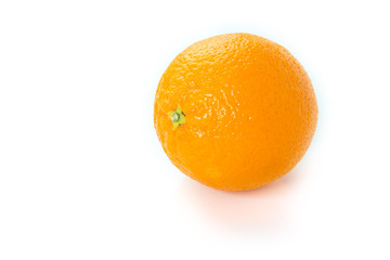 Fresh whole orange. Citrus fruit isolated on white background.