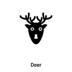 Deer icon vector isolated on white background, logo concept of Deer sign on transparent background, black filled symbol