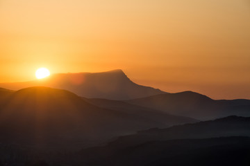 Scenic sunrise in the mountains