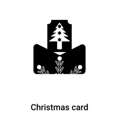 Christmas card icon vector isolated on white background, logo concept of Christmas card sign on transparent background, black filled symbol