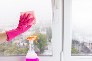 cleaning the window