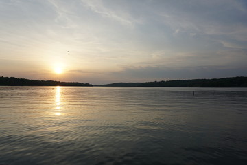 water like glass at sunset