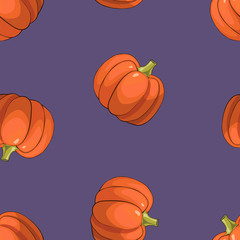 Pumpkin seamless pattern on white background. Colorful pattern.