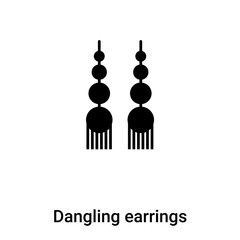 Dangling earrings icon  vector isolated on white background, logo concept of Dangling earrings  sign on transparent background, black filled symbol