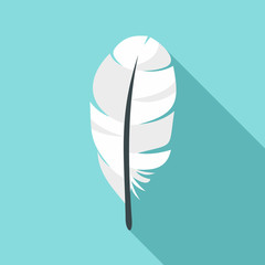 White feather icon. Flat illustration of white feather vector icon for web design