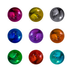 Vector Realistic Balls, Metallic Texture, Isolated Design Elements Set.