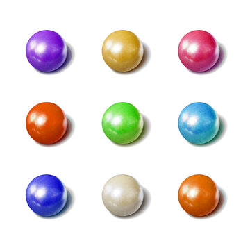 Vector Colorful Spheres Set, Dragee Candies, Photo Realistic Illustrations Collection.