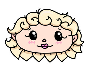 Cute Blonde Girl with Curly Hair. EPS 10 Vector Symbol for T-Shirt, Card, Sticker, Stripe and other Design.