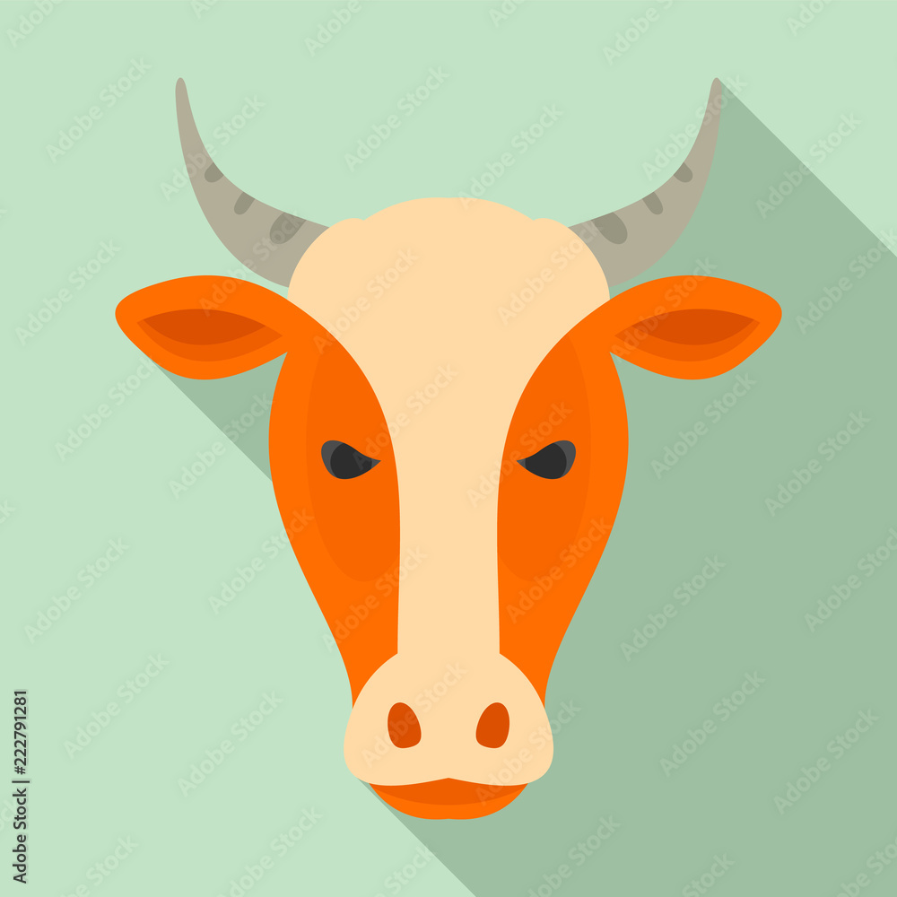 Wall mural farm cow head icon. flat illustration of farm cow head vector icon for web design