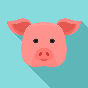 Pig head icon. Flat illustration of pig head vector icon for web design