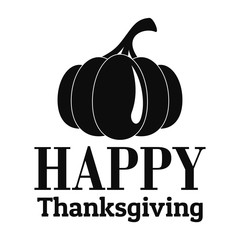 Pumpkin happy thanksgiving logo. Simple illustration of pumpkin happy thanksgiving vector logo for web design isolated on white background