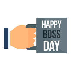 Happy boss day cup icon. Flat illustration of happy boss day cup vector icon for web design