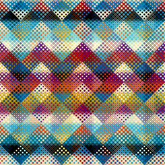 Geometric abstract pattern in low poly pixel art style. Polka dot pattern on low poly background. Vector image.