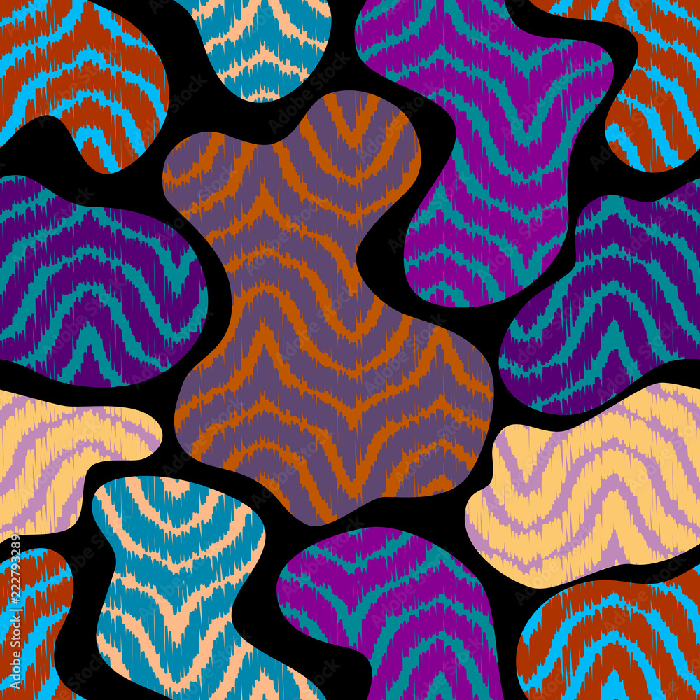 Poster ethnic boho seamless pattern in african style. chevron pattern based on ikat style. patchwork patter