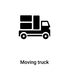 Moving truck icon vector isolated on white background, logo concept of Moving truck sign on transparent background, black filled symbol