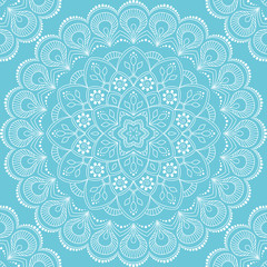 Seamless pattern with mandala ornament. Hand drawn illustration