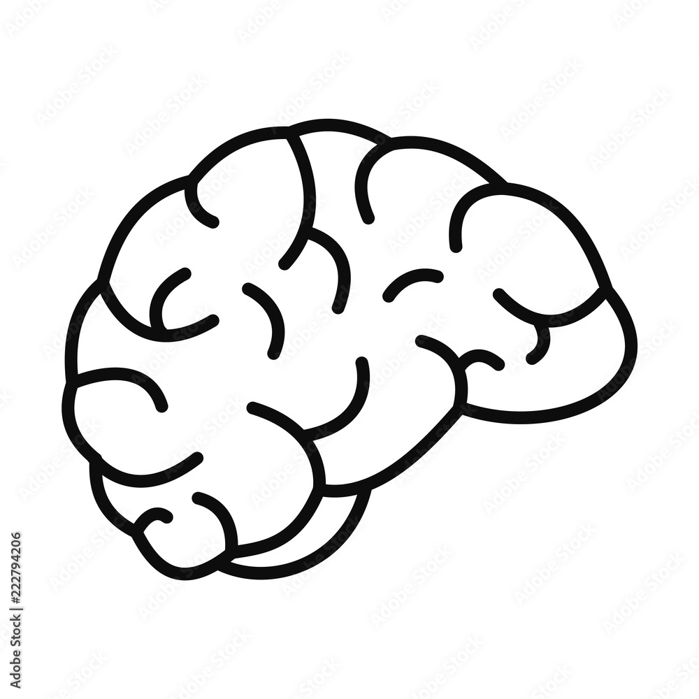 Poster thinking brain icon. outline thinking brain vector icon for web design isolated on white background
