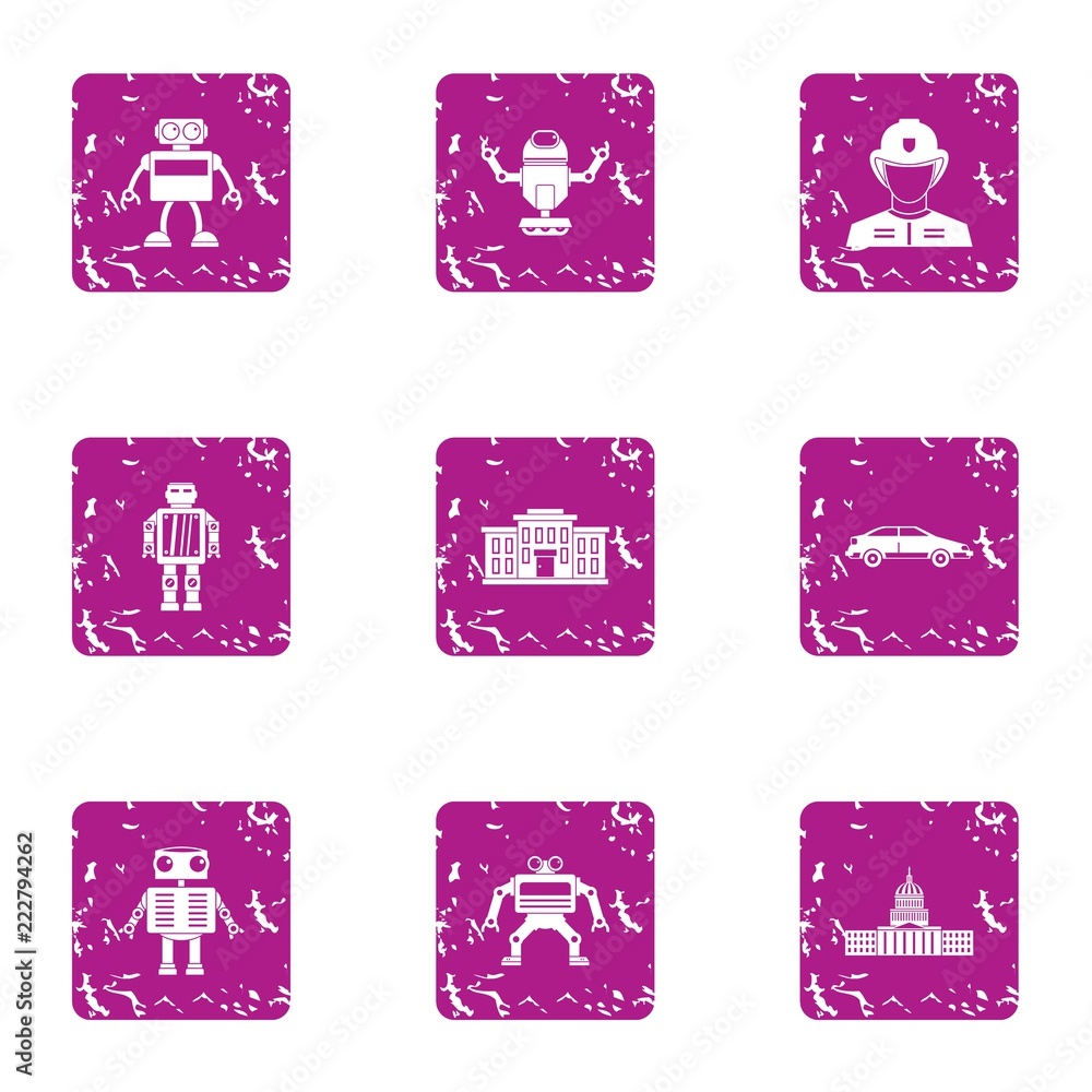 Aufkleber droid icons set. grunge set of 9 droid vector icons for web isolated on white background