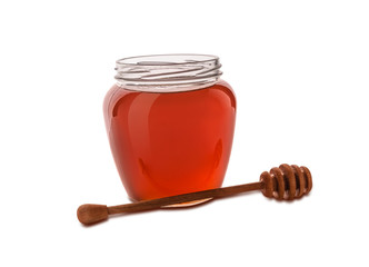 Honey in jar isolated on a white background